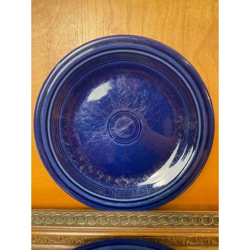Fiesta Homer Laughlin Cobalt Blue 10.5 Dinner Plates Set of 7 Vintage Ceramic